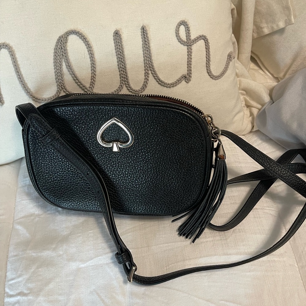 Kate Spade. Leather Black crossbody camera bag. Used once. Like new.